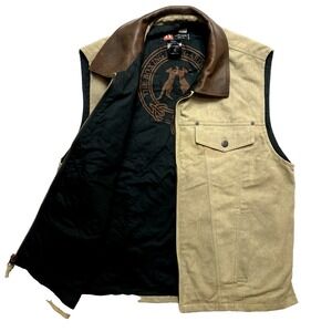 Men's Tan Vest with Brown Collar